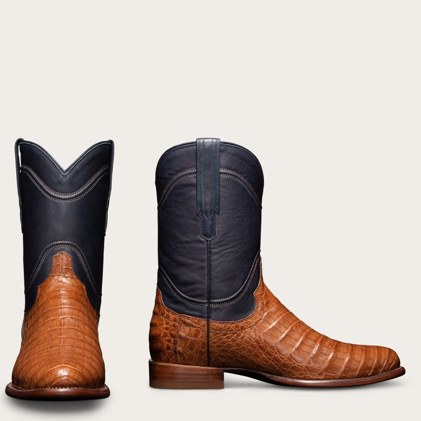 WildKing Men's Mid-Calf Pointed-Toe Crocodile-Print Cowboy Boots: Luxury Meets Rugged Western Style