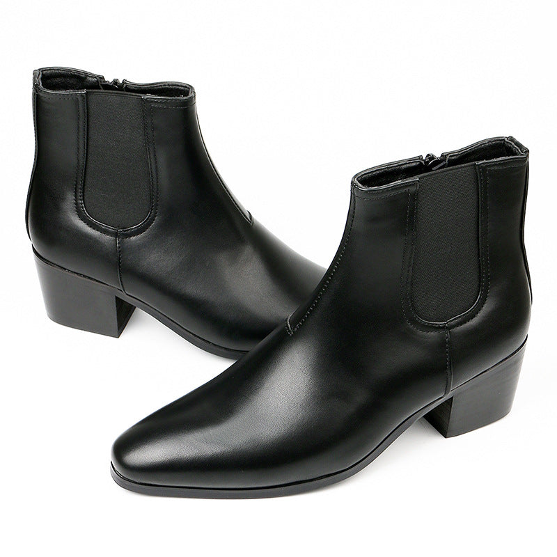 Step into Style and Confidence with Wildking Men's Chelsea High Heel Small Square Toe Short Boots B8000