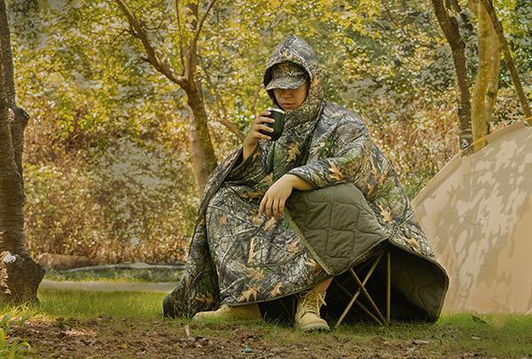Embrace Comfort and Warmth with the Wildking Outdoor Warm Camo Convenient Sleeping Bag Poncho