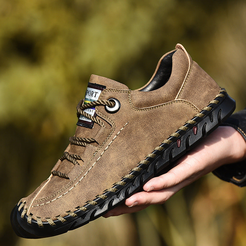 Men's Breathable Leather Outdoor Casual Walking Shoes