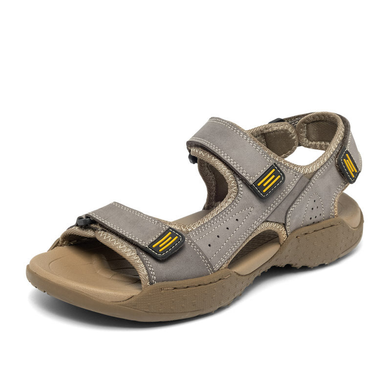 Men's Thick-Soled Open-Toe Leather Sandals 5.5