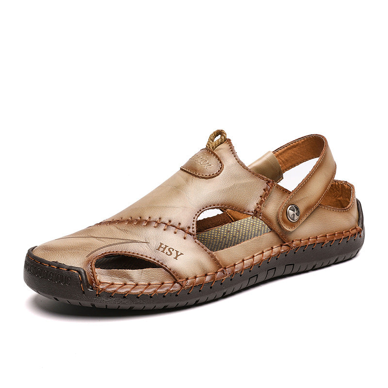 Men's Toe-Cap Leather Slip-On Sandals 1.0
