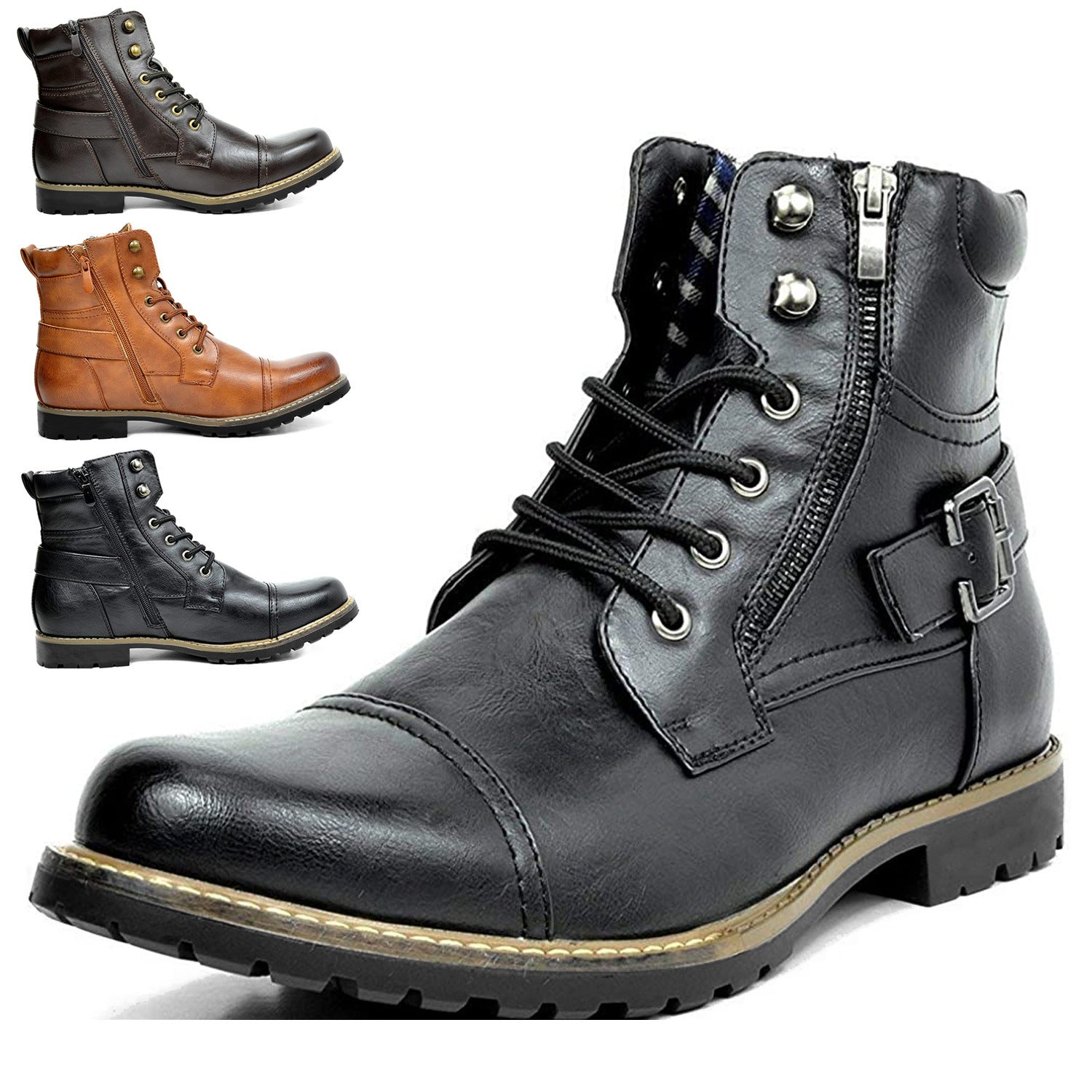 Wildking Men's Motorcycle Zipper Ankle Dress Boot 3009