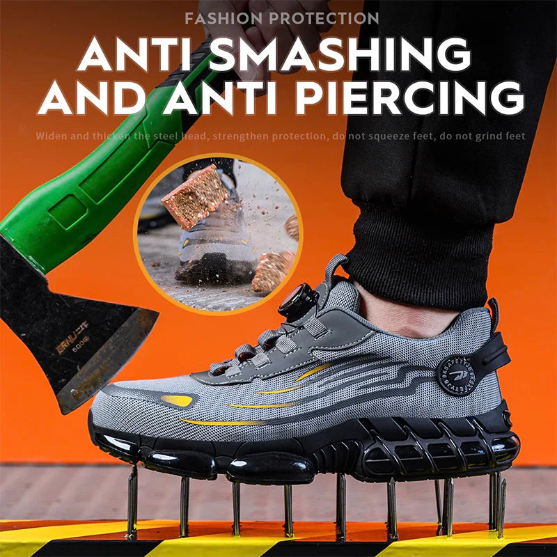 Wildking Rotating Button Safety Shoes Anti-smash Anti-puncture Work Shoes R001