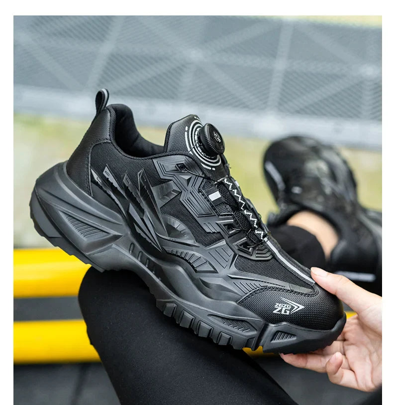 Wildking Safety Work Shoes Black Style Rotary Button R007