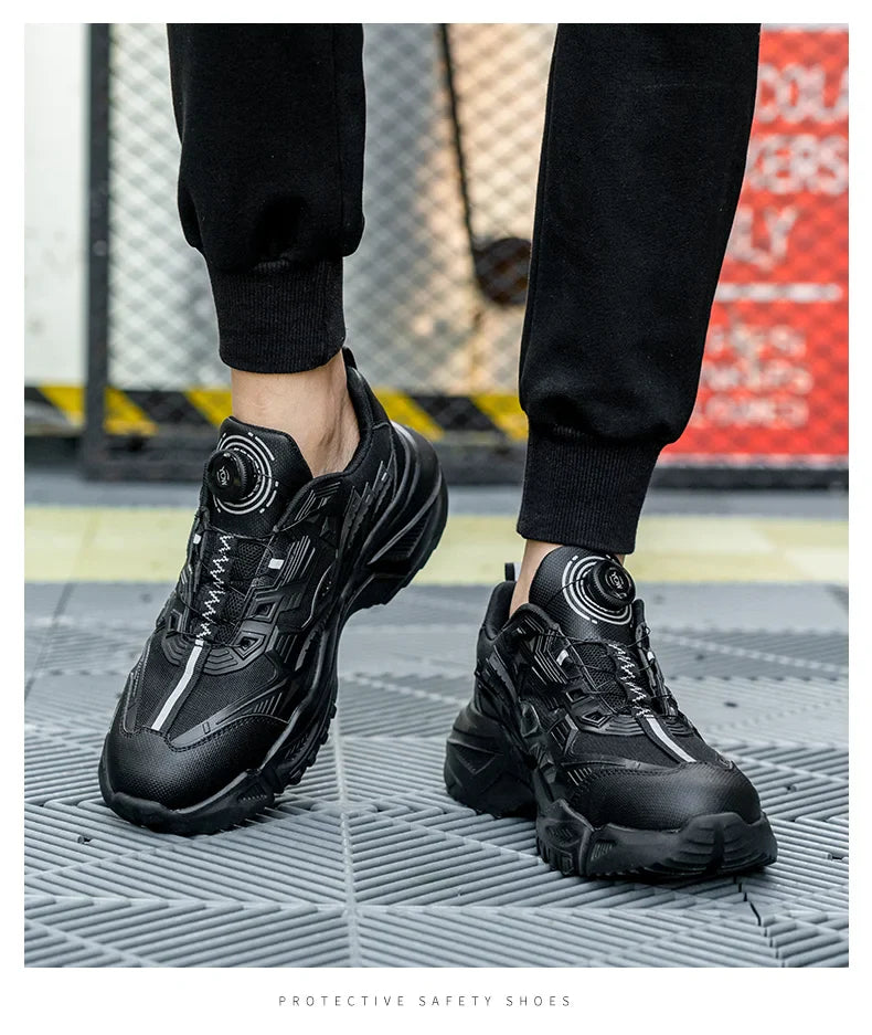 Wildking Safety Work Shoes Black Style Rotary Button R007