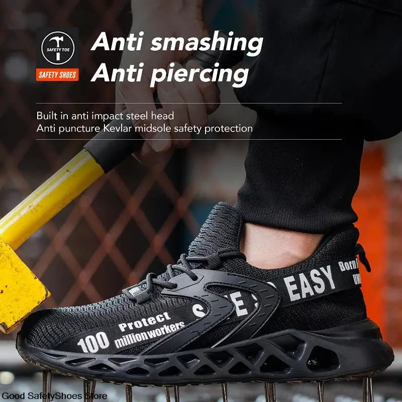 Wildking Breathable Lightweight Safety Work Sneakers Steel Toe Shoes R012