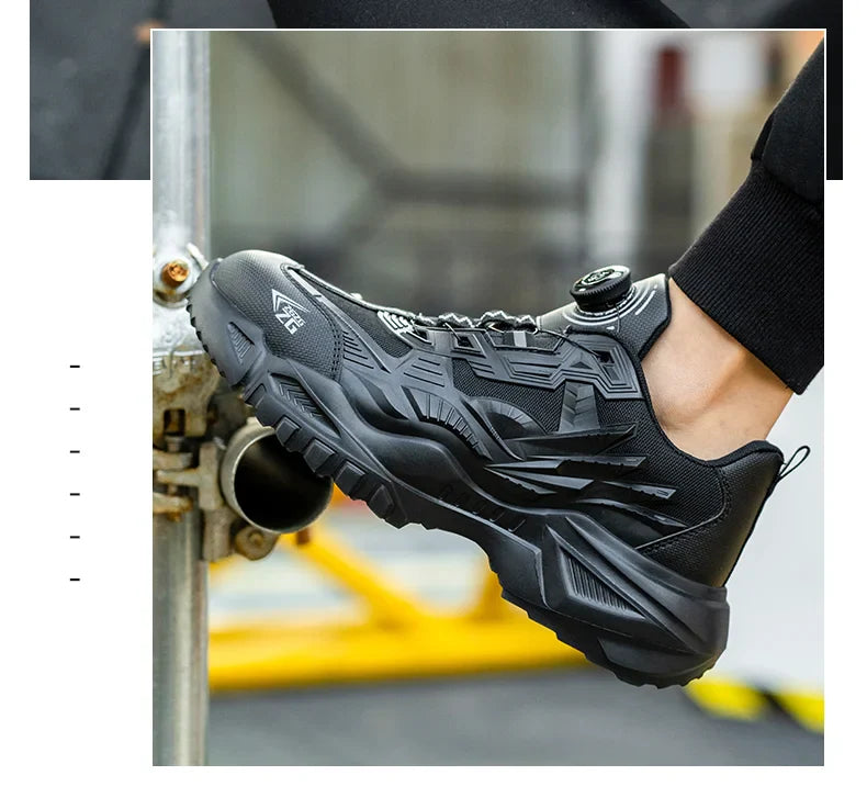 Wildking Safety Work Shoes Black Style Rotary Button R007