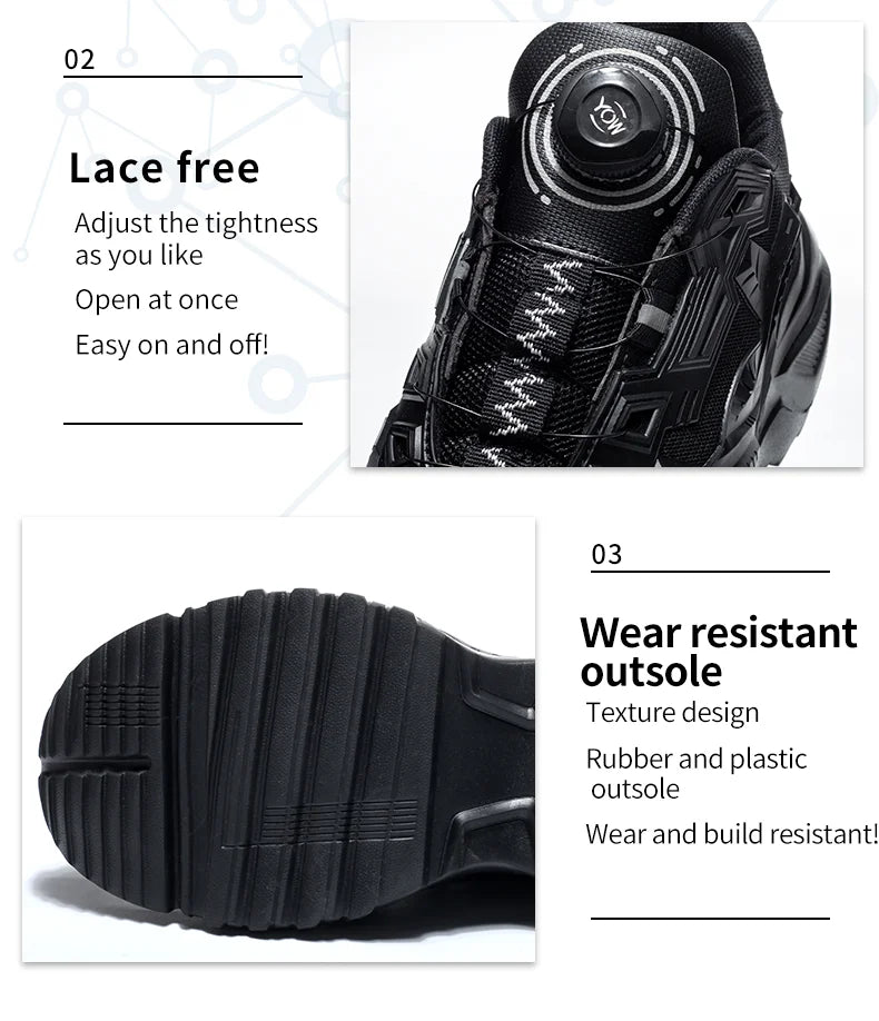 Wildking Safety Work Shoes Black Style Rotary Button R007