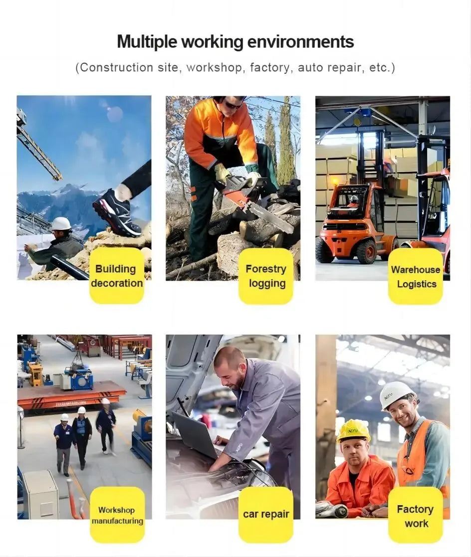 Wildking Black & Grey Rotary Buckle Work Sneakers Protective Safety Steel Toe Shoes R002