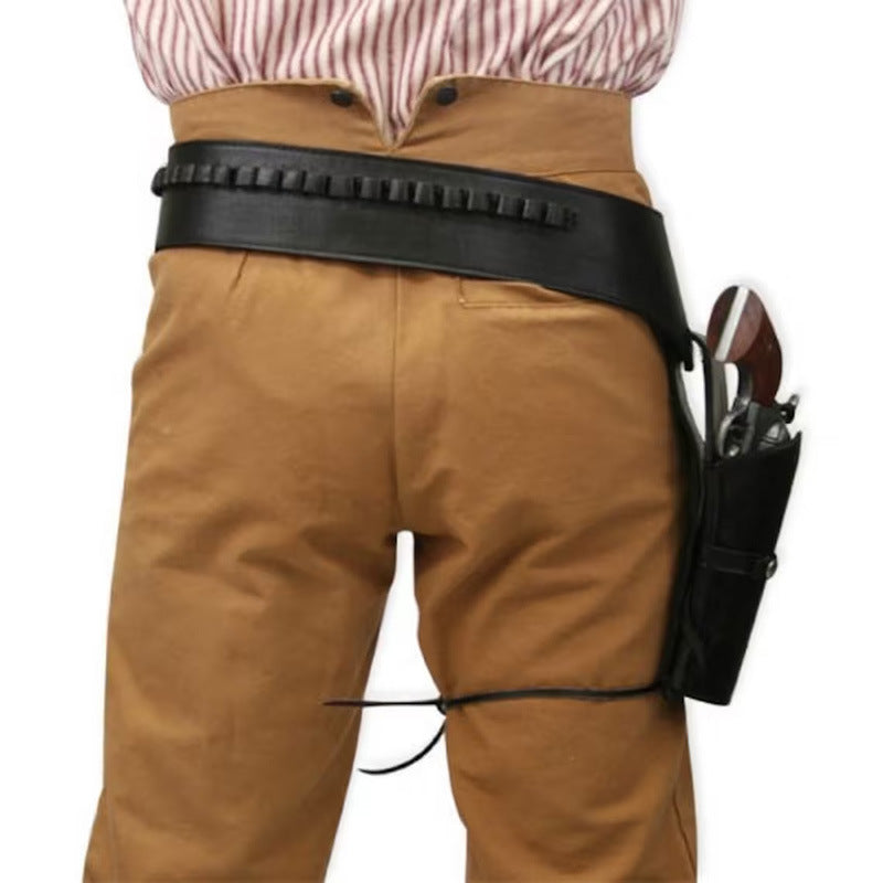 WildKing Medieval Renaissance Single Gun Holster with Belt – Vintage Leather Costume Accessory