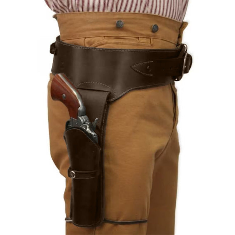 WildKing Medieval Renaissance Single Gun Holster with Belt – Vintage Leather Costume Accessory