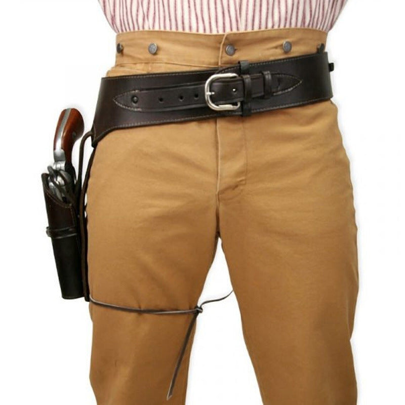 WildKing Medieval Renaissance Single Gun Holster with Belt – Vintage Leather Costume Accessory