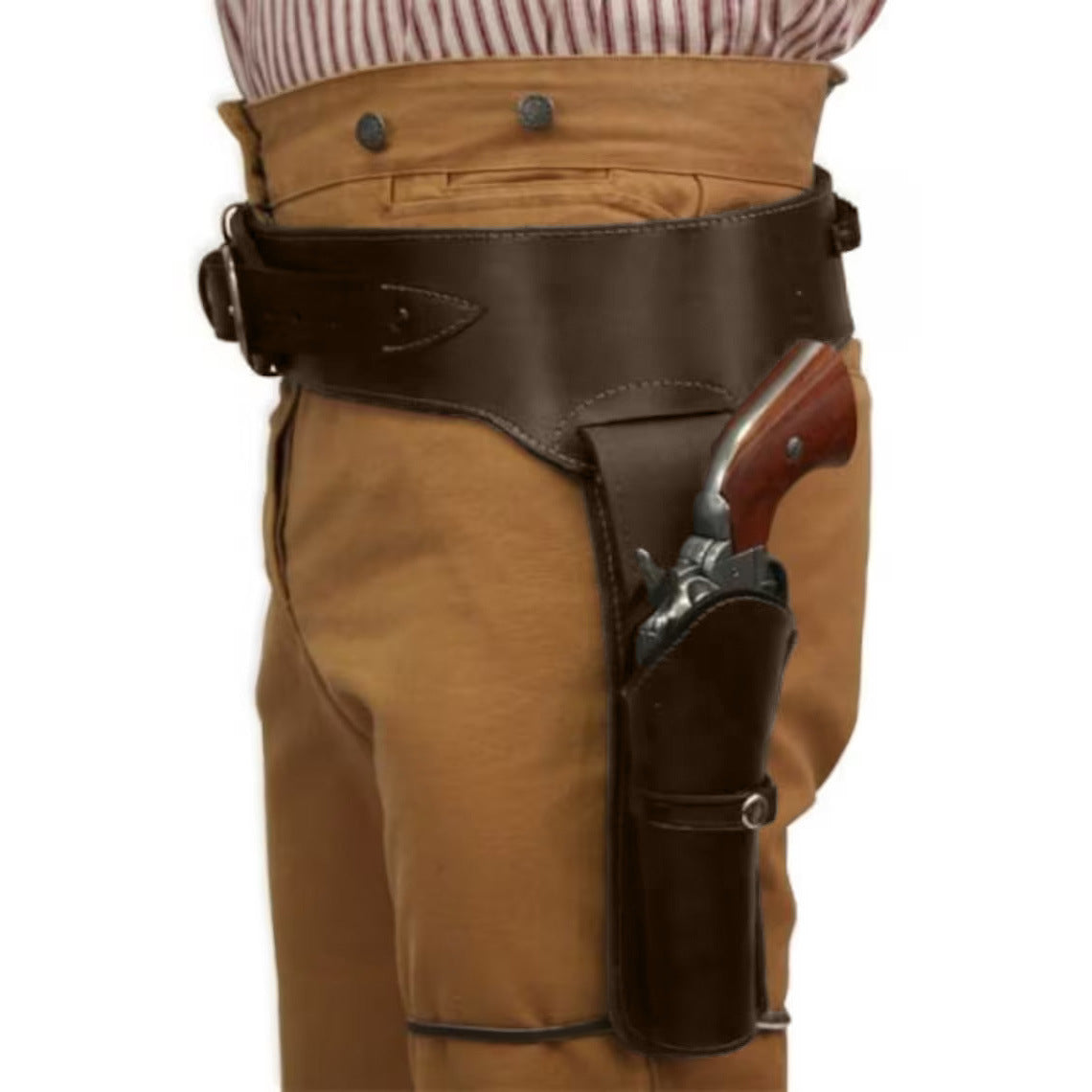 WildKing Medieval Renaissance Single Gun Holster with Belt – Vintage Leather Costume Accessory
