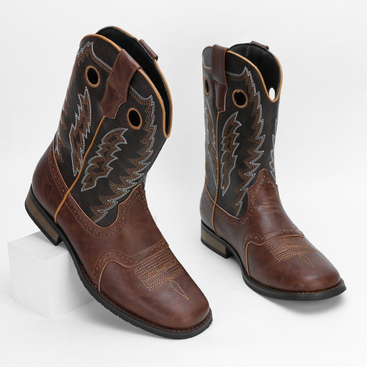 WildKing Men's Embroidered Cowboy Boots – Classic Western Boots B8051