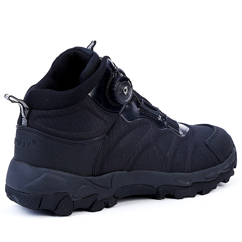 WildKing Men's Fast Response Automatic Buckle Mid-top Waterproof Hiking Shoes A001-Black