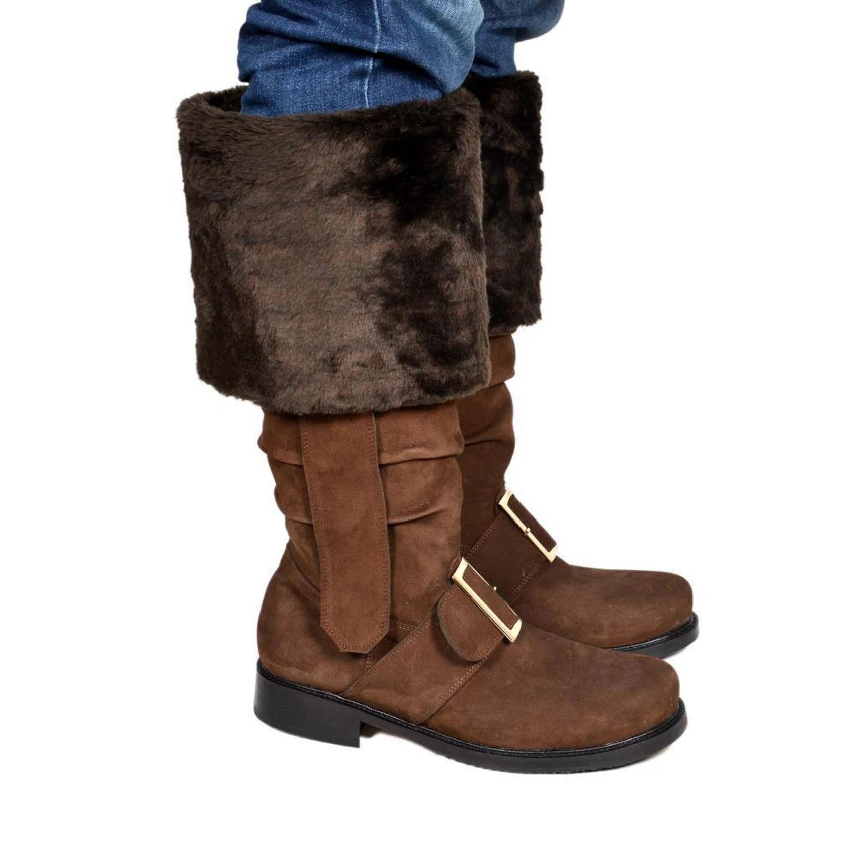 WildKing Men's Handmade Renaissance Santa Claus Leather Boots 1002