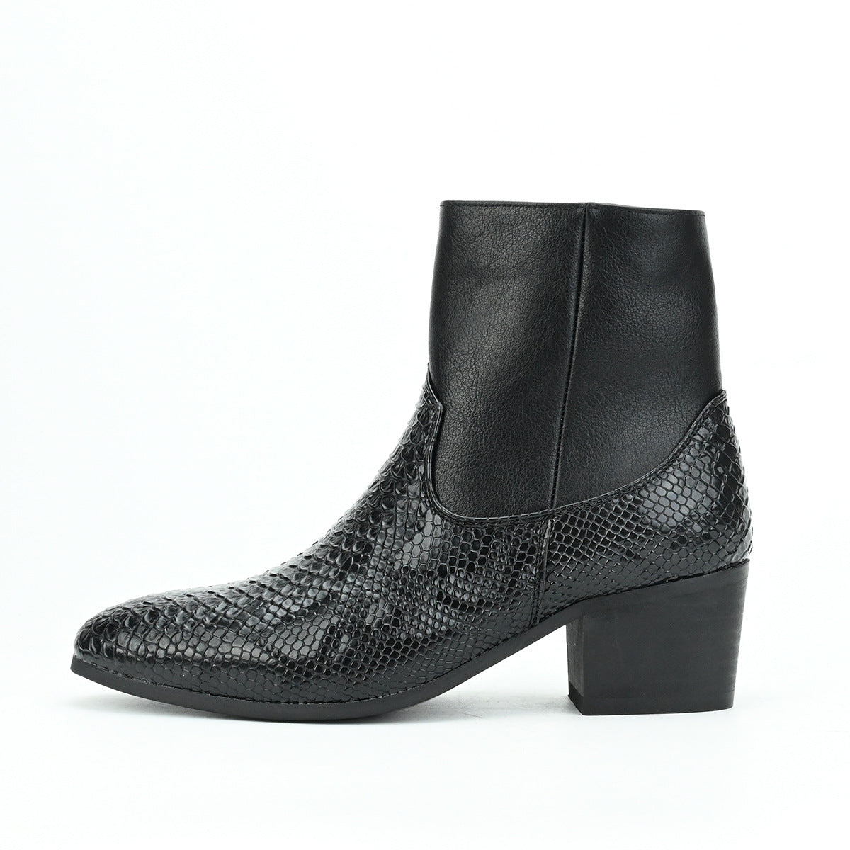 WildKing Men's Snake Pattern Chelsea Boots – Elevated Heel Ankle Boots B7020