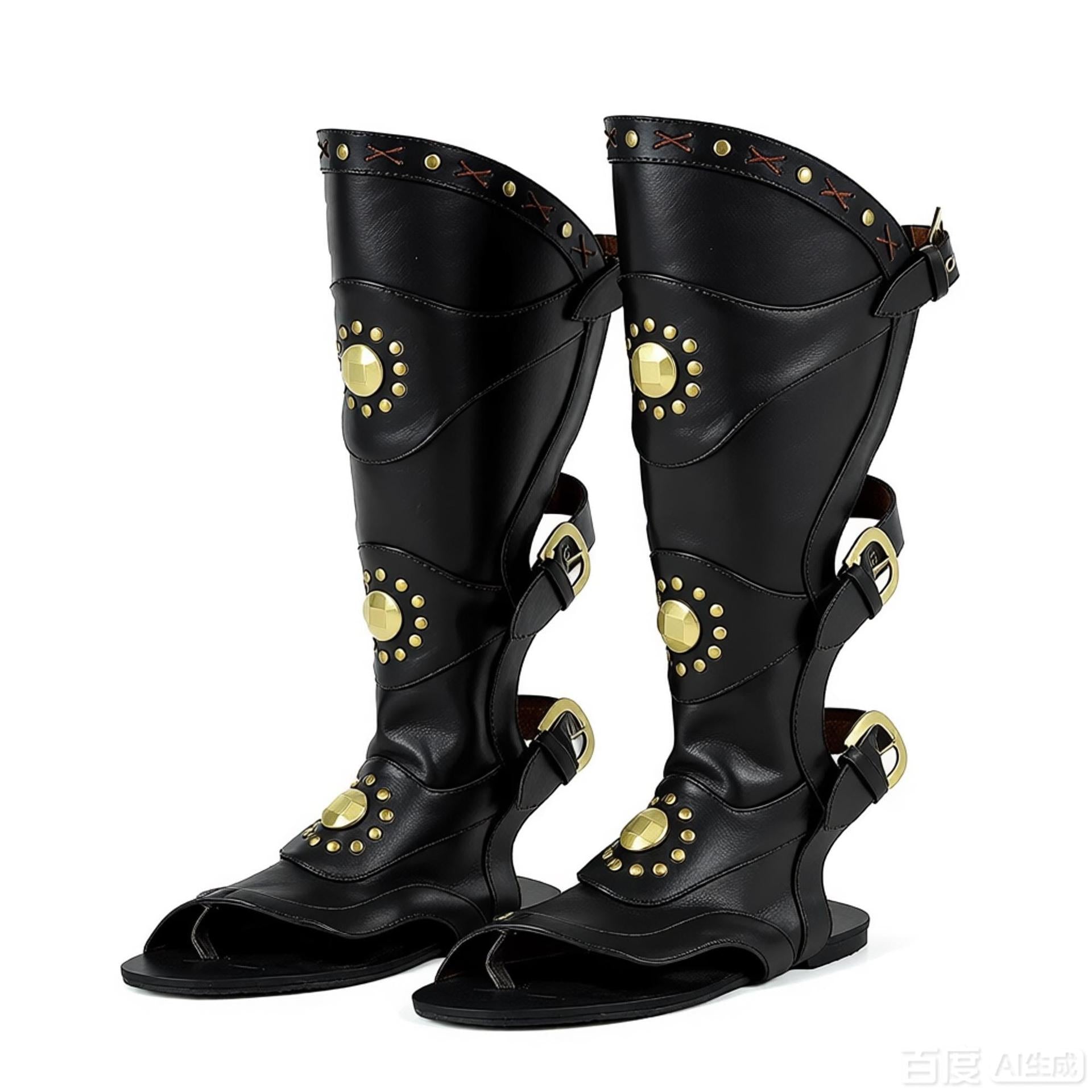 WildKing Men's Studded Roman Gladiator Medieval Renaissance High-Top Sandals B5671
