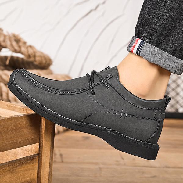 Wilding Men's elevated soft-soled non-slip lace-up casual leather loafers