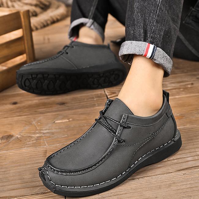 Wilding Men's elevated soft-soled non-slip lace-up casual leather loafers
