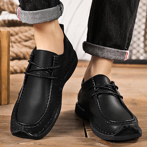 Wilding Men's elevated soft-soled non-slip lace-up casual leather loafers