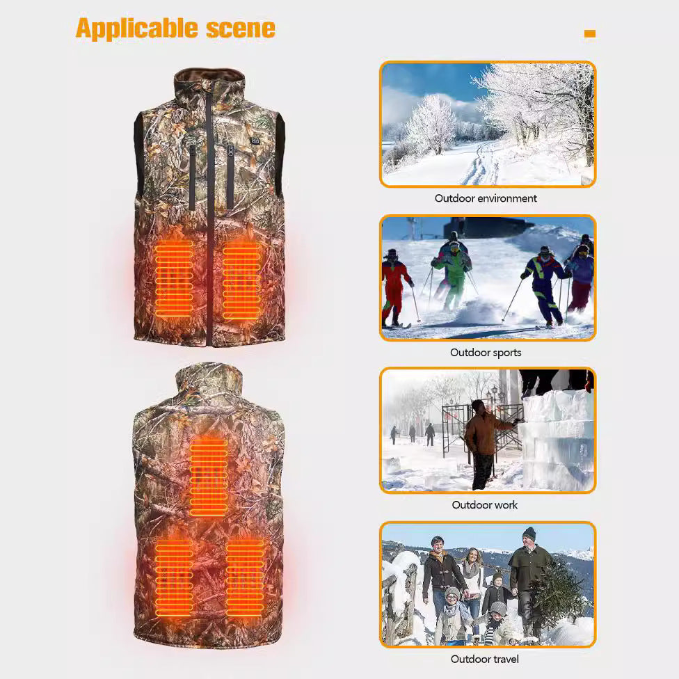 Wildking Men's 5V USB Charging Heated and Warm Outdoor Sports Camouflage Hunting Vest