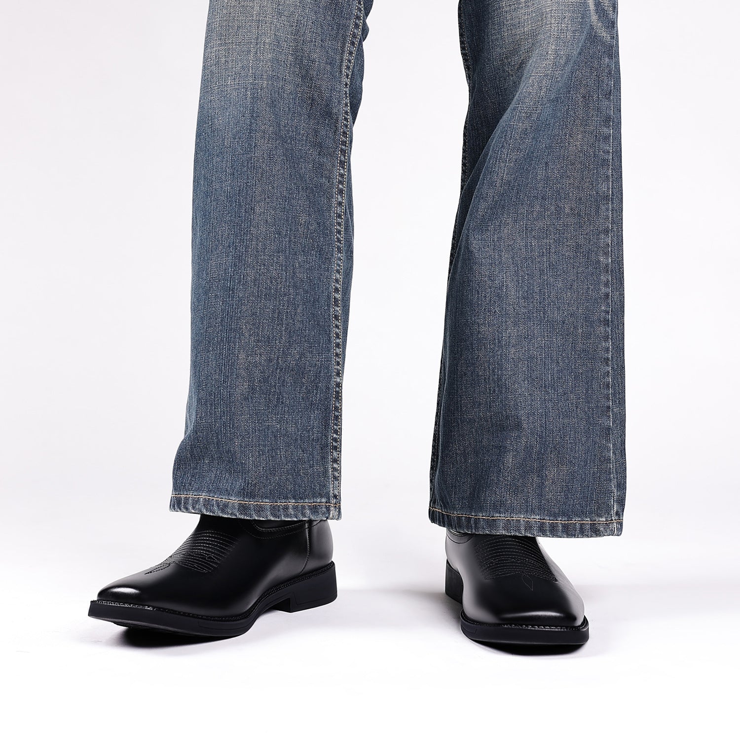 Wildking Men's American Flag Element Retro Wide-Toe Western Cowboy Boots 8702