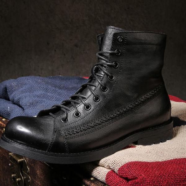 Wildking Men's British Retro Leather Lace-Up Ankle Boots 8805