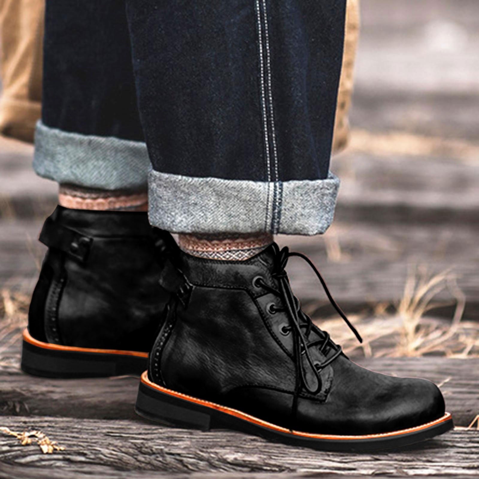 Wildking Men's Business Leather Formal Office Dress Shoes Western Cowboy Boots 6078