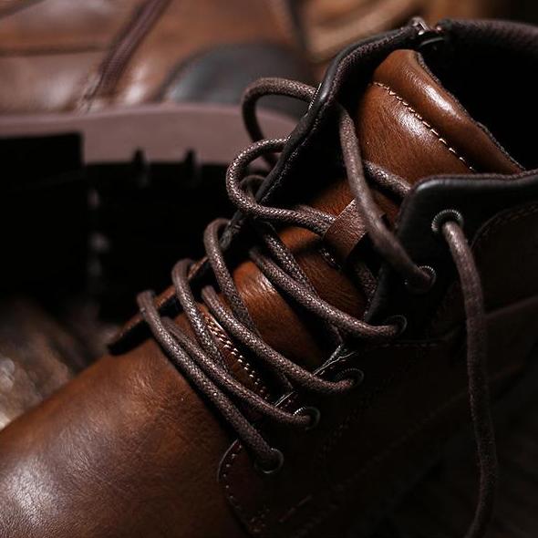 Wildking Men's Casual Pointed Toe Leather Lace-Up Ankle Work Boots 3998