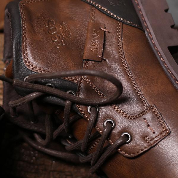 Wildking Men's Casual Pointed Toe Leather Lace-Up Ankle Work Boots 3998