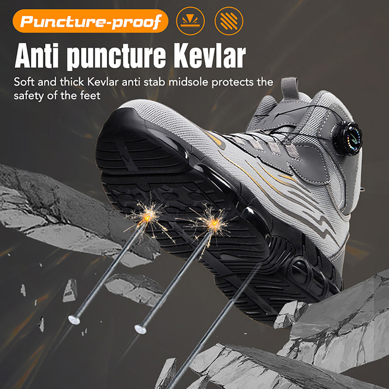 Wildking Men's High Top Dial Steel Toe Safety Boots – Puncture Resistant High Top Work Shoes R050