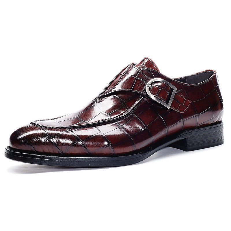 Wildking Men's Dress Cap Toe Monk Strap Oxford Shoe