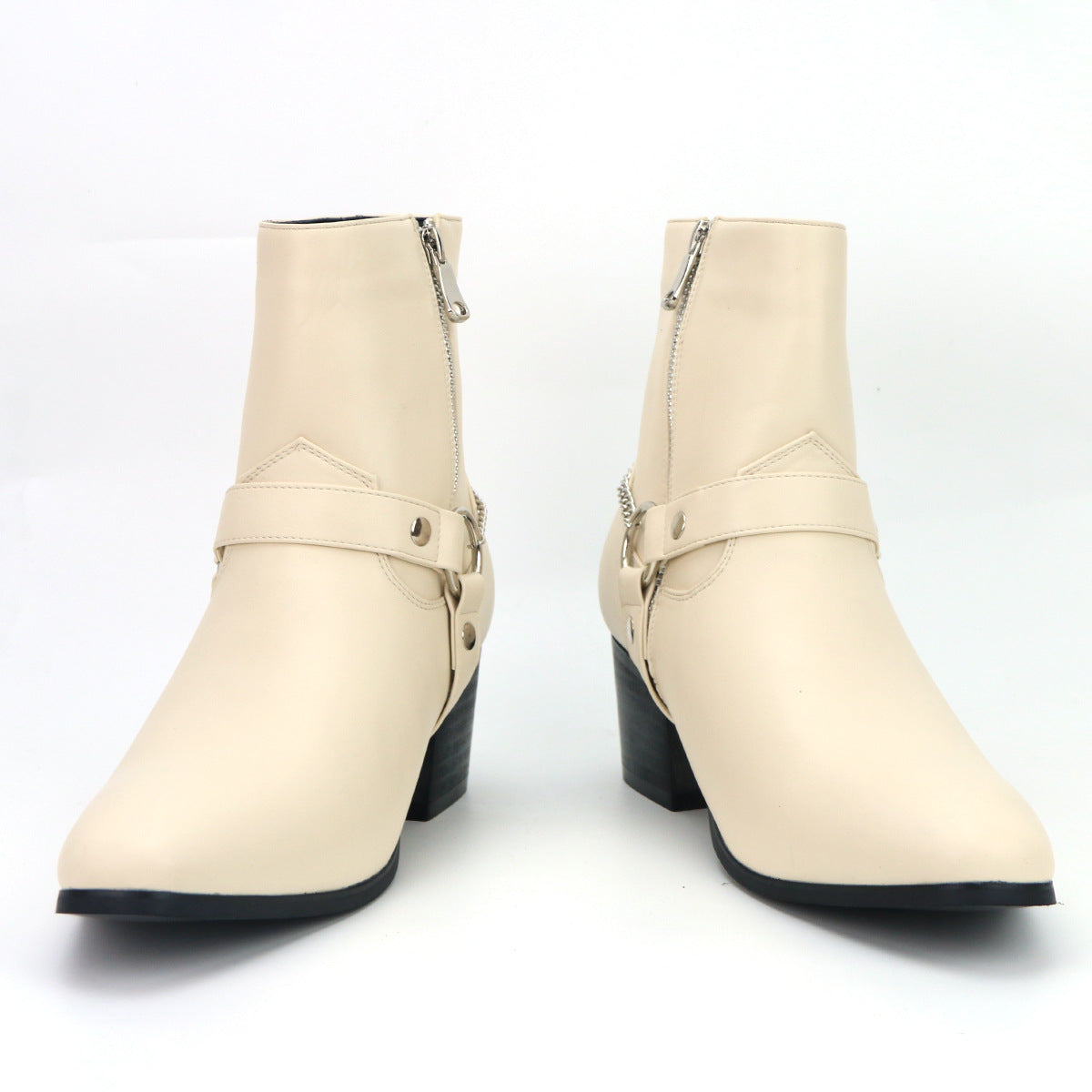 Wildking Men's Fashion Boots High Heel Chain Chelsea Boots B7003