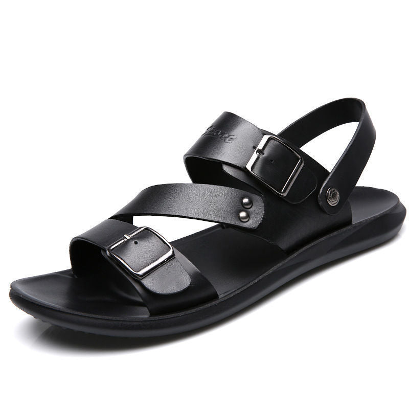 Wildking Men's Flat Slip-On Slide Dual Buckles Sandal