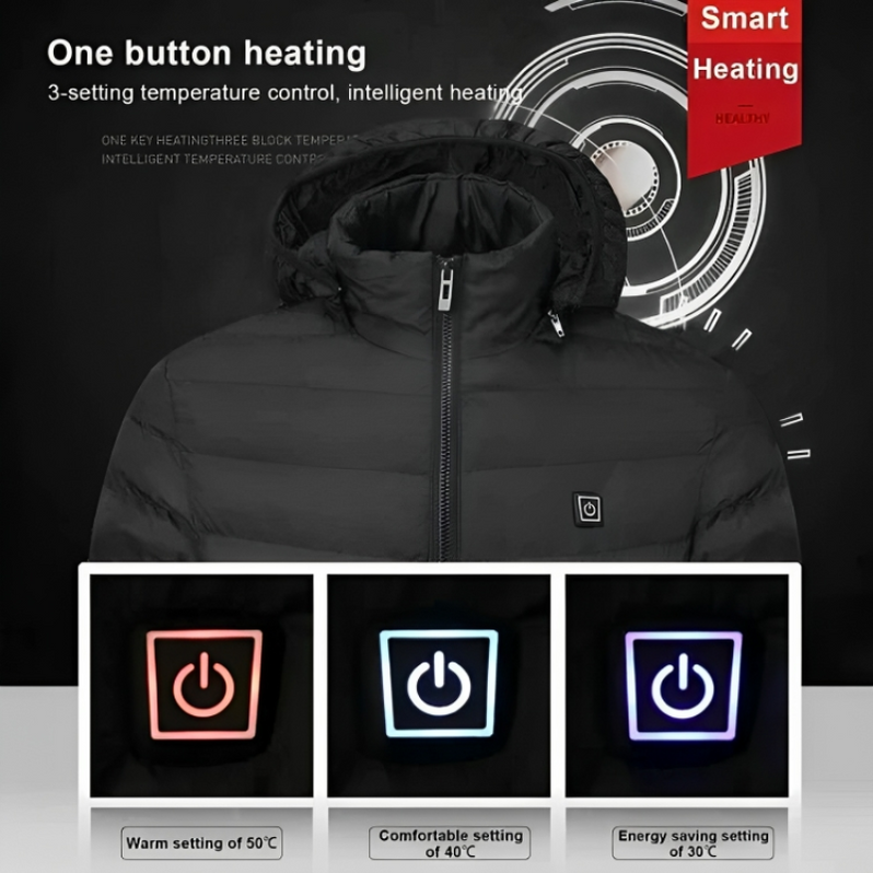 Wildking Men's Heated Long-Lasting Warm Jacket - Black