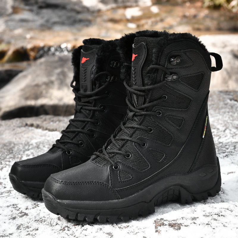 Wildking Men’s High-Top Thickened Fleece Waterproof Snow Boots C4238