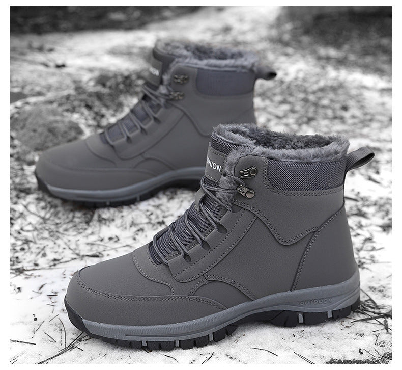 Wildking Men’s High-Top Thickened Fleece Waterproof Snow Boots C4245