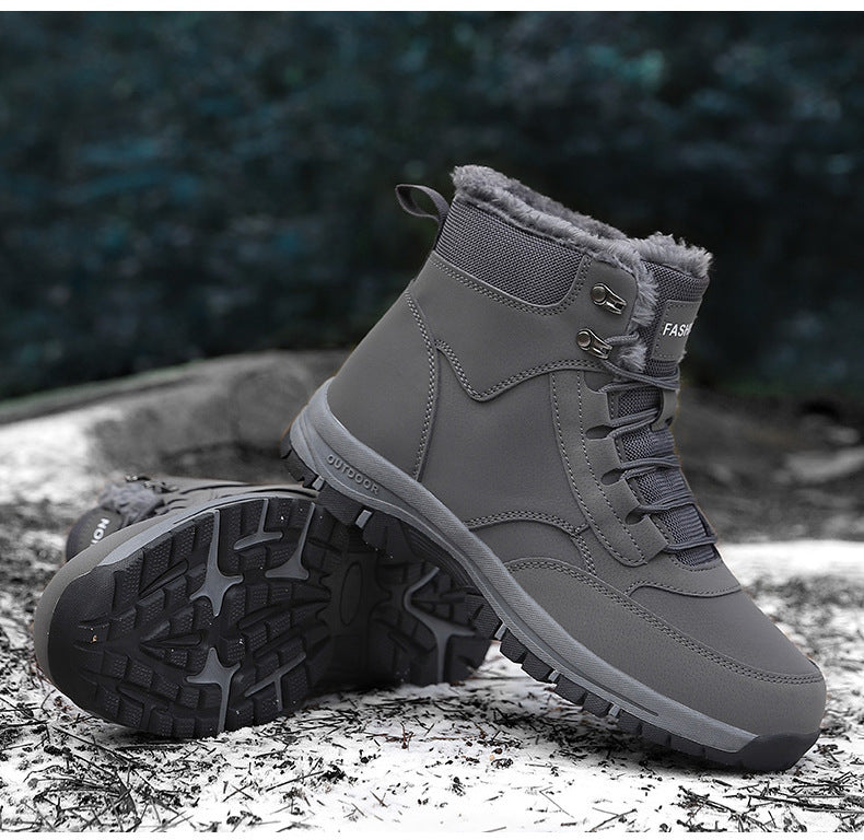 Wildking Men’s High-Top Thickened Fleece Waterproof Snow Boots C4245