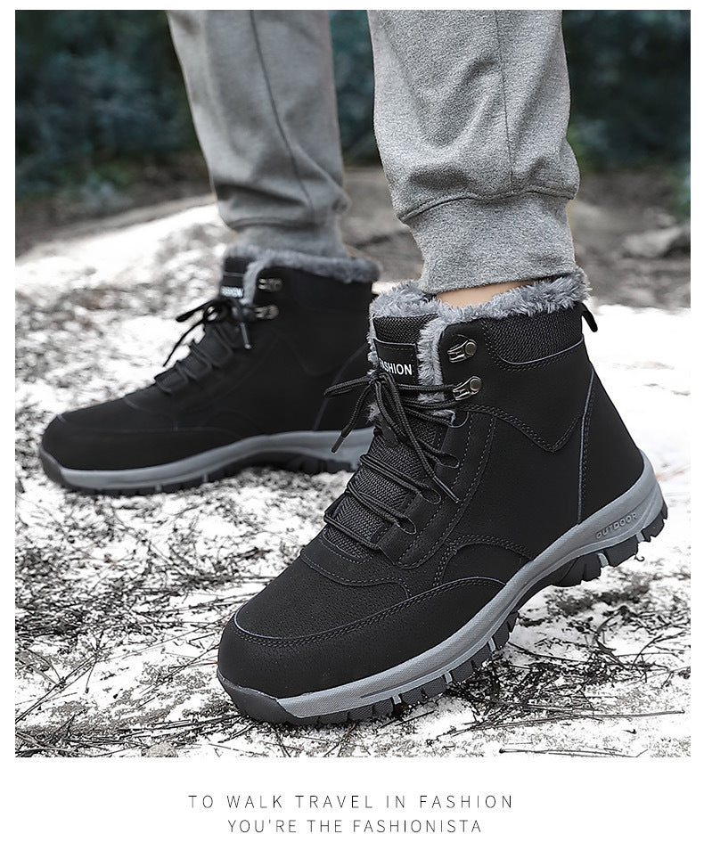 Wildking Men’s High-Top Thickened Fleece Waterproof Snow Boots C4245