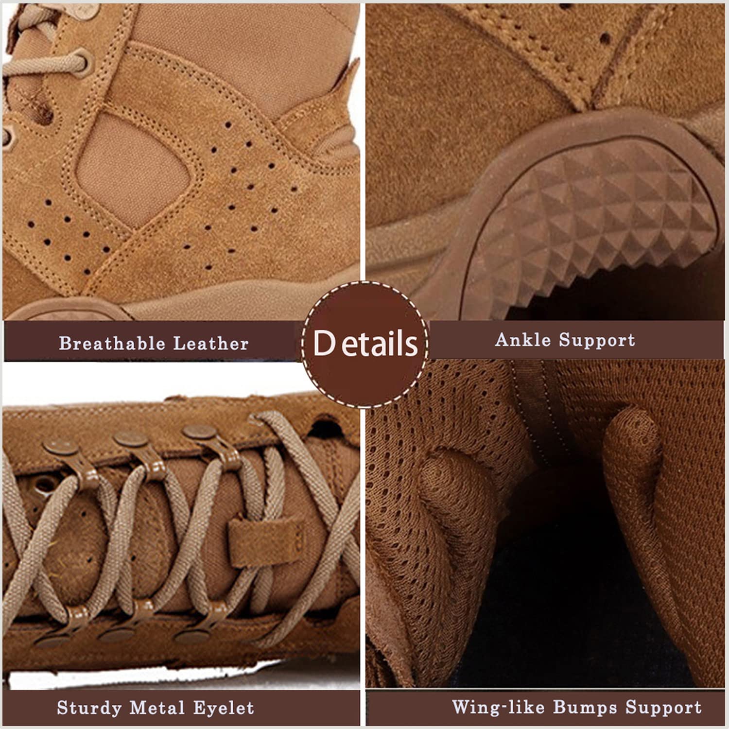 Wildking Men's High Top Outdoor Trekking Backpacking Combat Boots-Brown