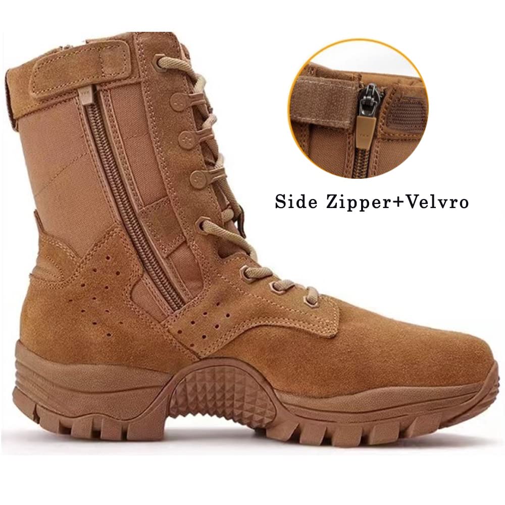 Wildking Men's High Top Outdoor Trekking Backpacking Combat Boots-Brown