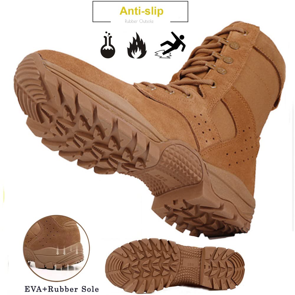 Wildking Men's High Top Outdoor Trekking Backpacking Combat Boots-Brown