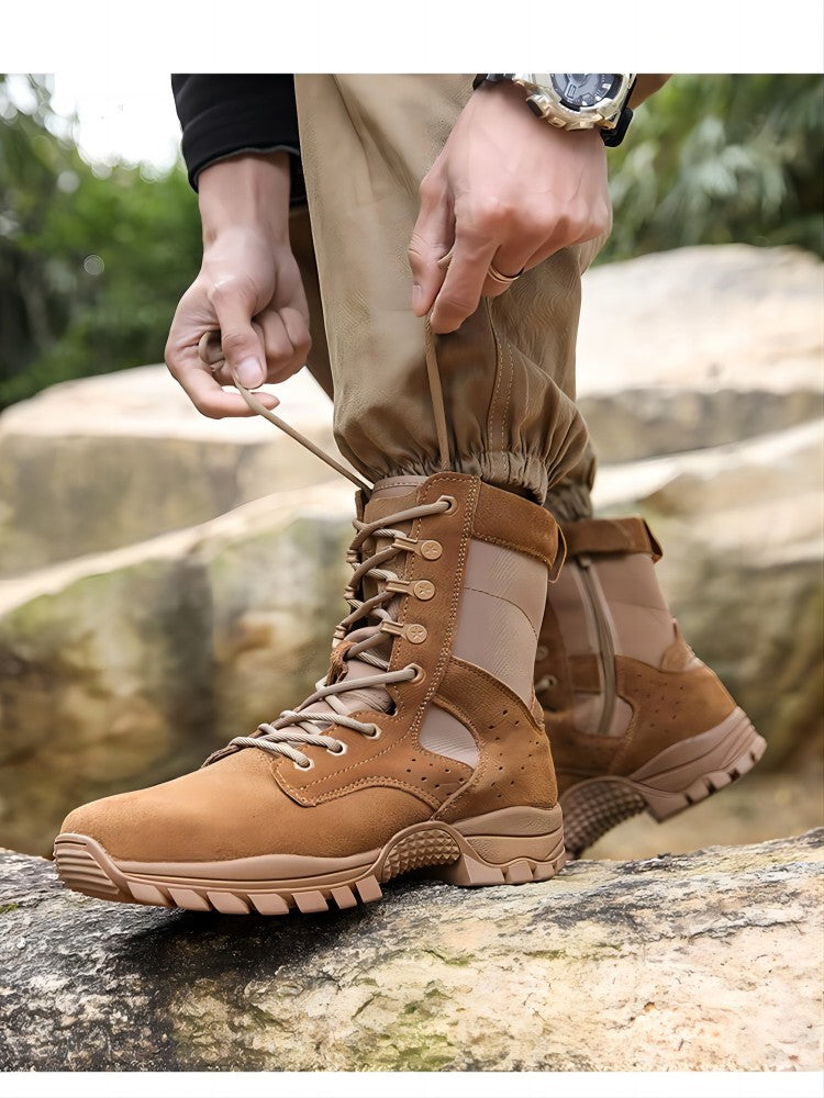 Wildking Men's High Top Outdoor Trekking Backpacking Combat Boots-Brown