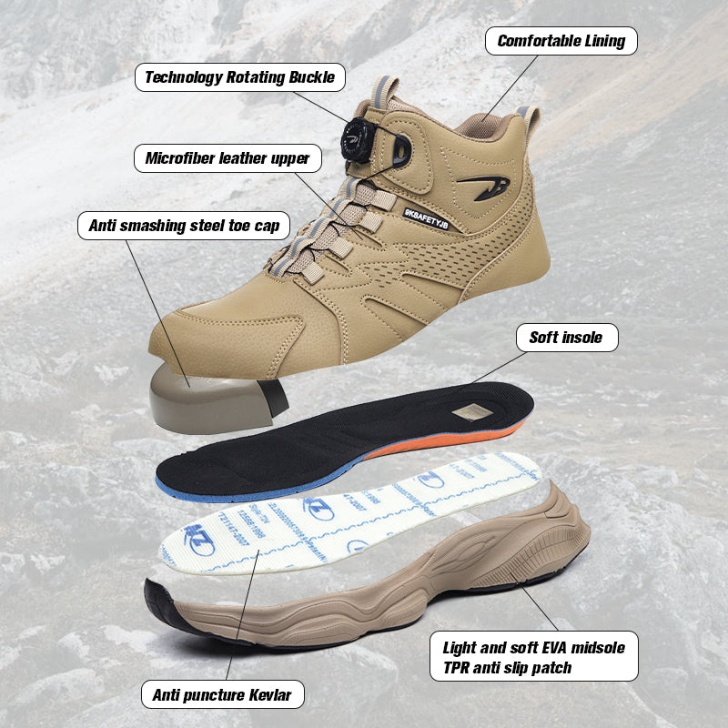 Wildking Men's High Top Steel Toe Safety Boots with Dial System – Puncture Resistant Work Boots R052