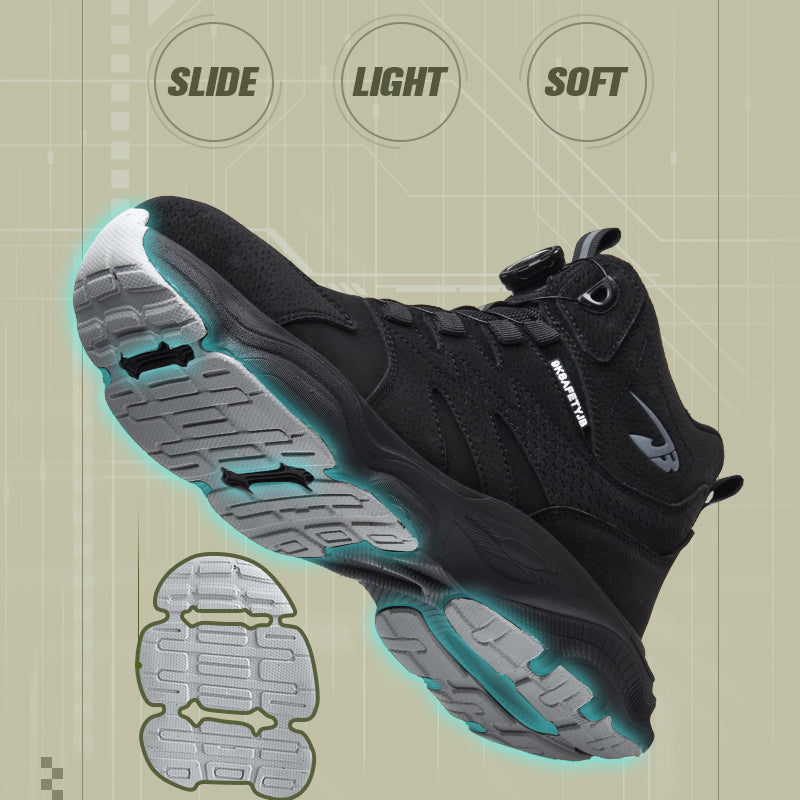 Wildking Men's High Top Steel Toe Safety Boots with Dial System – Puncture Resistant Work Boots R052