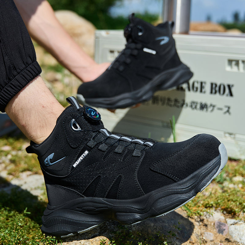 Wildking Men's High Top Steel Toe Safety Boots with Dial System – Puncture Resistant Work Boots R052