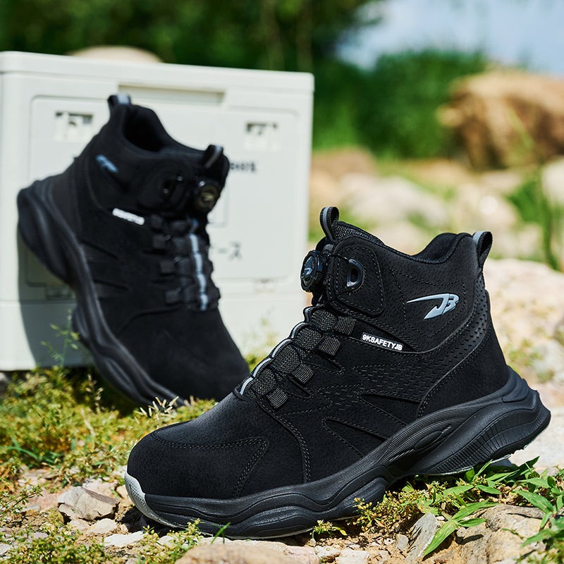 Wildking Men's High Top Steel Toe Safety Boots with Dial System – Puncture Resistant Work Boots R052