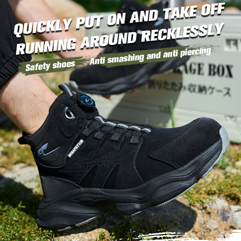 Wildking Men's High Top Steel Toe Safety Boots with Dial System – Puncture Resistant Work Boots R052